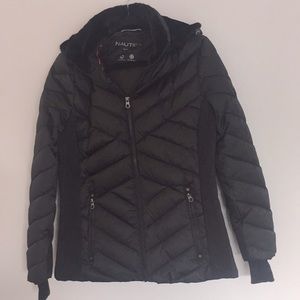 Nautica Black Puffer Jacket w/Faux Fur Hood sz M
